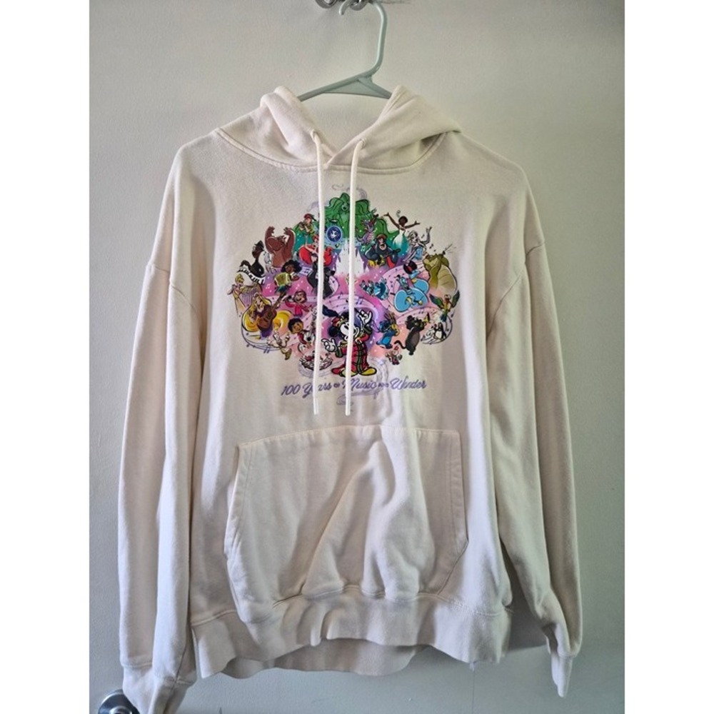 Disney Hoodie Adult Size Medium Ivory 100 Years of Music and Wonder